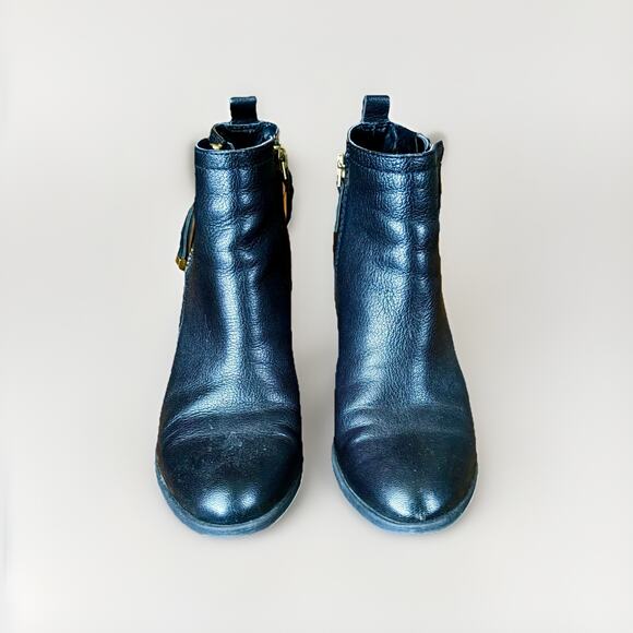 BLK LTR Franco Sarto Ankle Zip Booties Classic Western Moto Grunge Punk Goth 7.5 - Picture 5 of 16